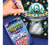 Cosmic Crayons, 24 count, packaging and hand coloring alien space ship taking off. 