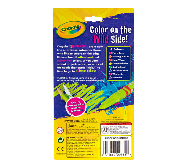 eXtreme colors Twistable Crayons 8 ct