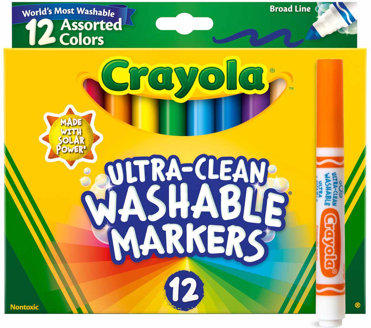 Ultra-Clean Washable Broad Line Markers front view with one markers standing on end.