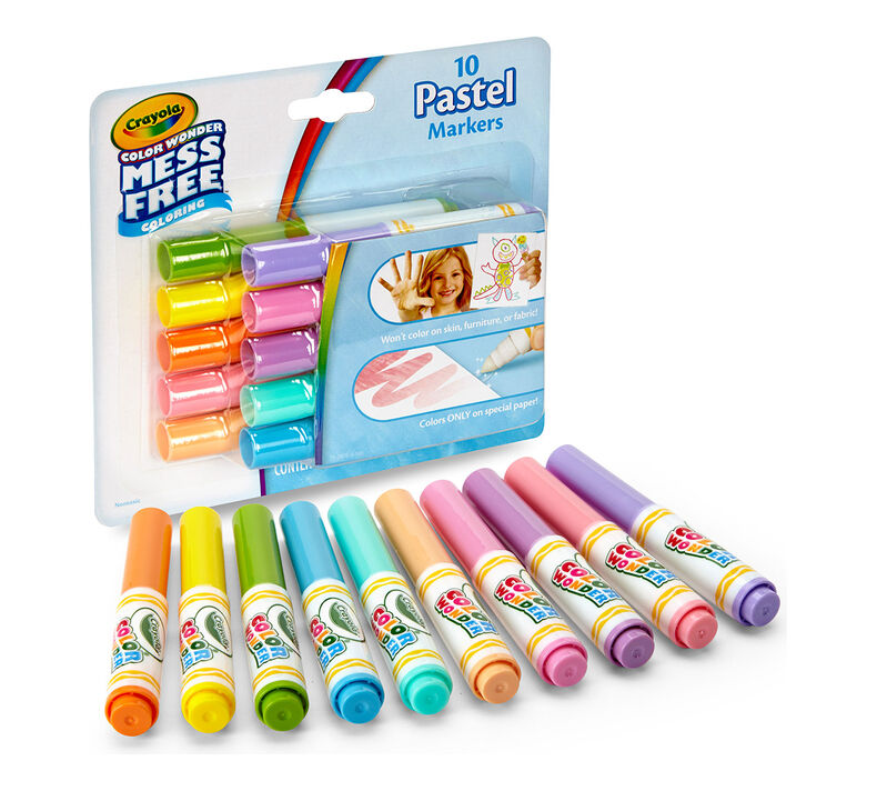 Crayola Color Wonder Markers, Mess Free Pastel Mini Markers 10 Pack