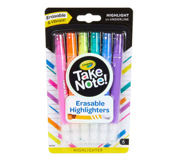 Take Note Erasable Highlighters 6 count front