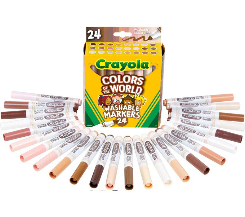 Crayola Colors of The World Washable Markers, 24 Count Assorted Colors, 6 Pack, Child, Size: One Size