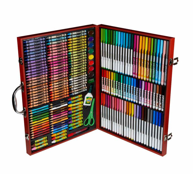 Complete Painting and Drawing Art Set in Portable Wooden Case, 200 Pieces