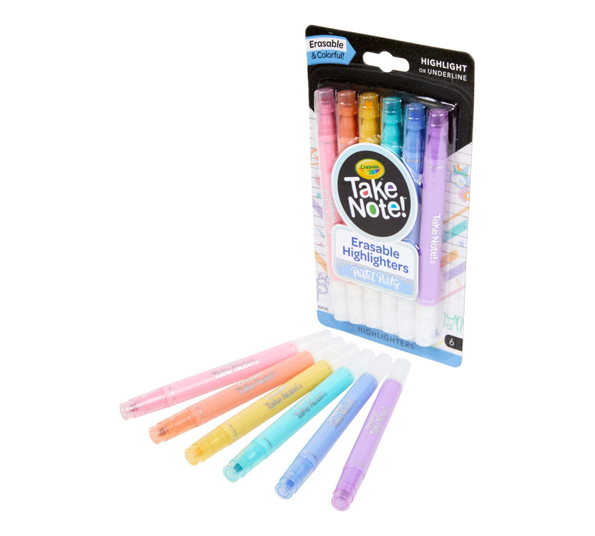 Crayola Take Note Erasable Highlighters School Art Supplies 6 Colors NEW! 