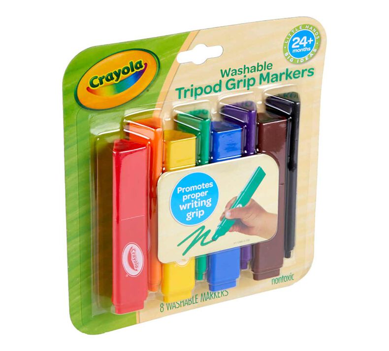 Ooly Thick Washable Markers with Jumbo Grip, Washable Toddler Markers,  Mighty Mega Triangle Tip Markers for Toddlers, Kids Markers Washable with  Jumbo