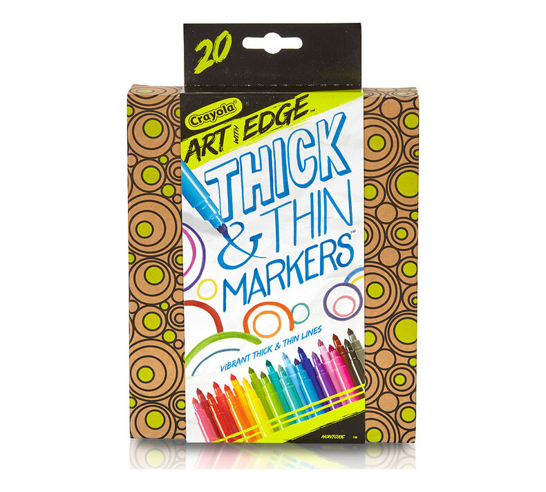 Crayola Art With Edge, Thick & Thin Markers, 20 count, Art Tools