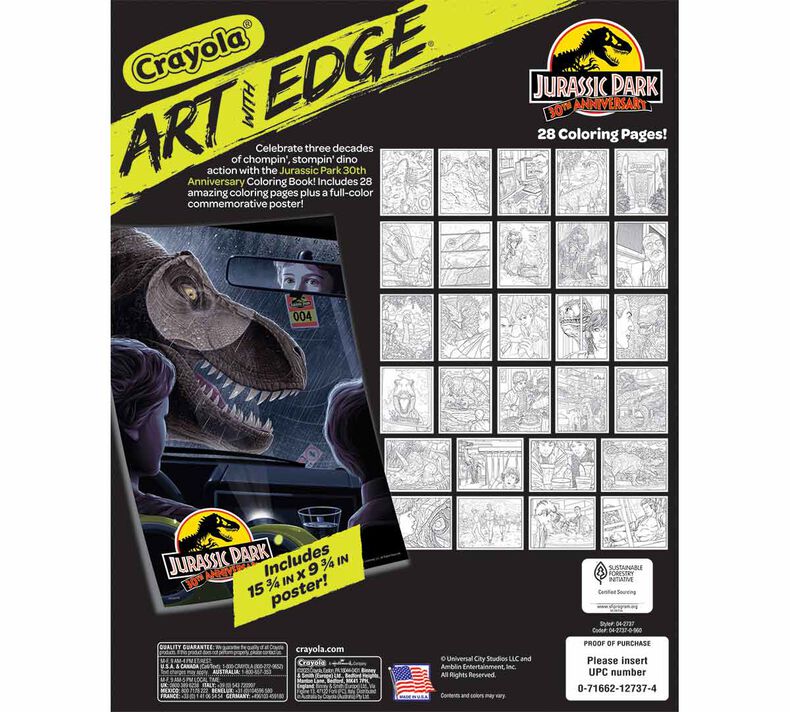 Art with Edge Jurassic Park 30th Anniversary Coloring Book