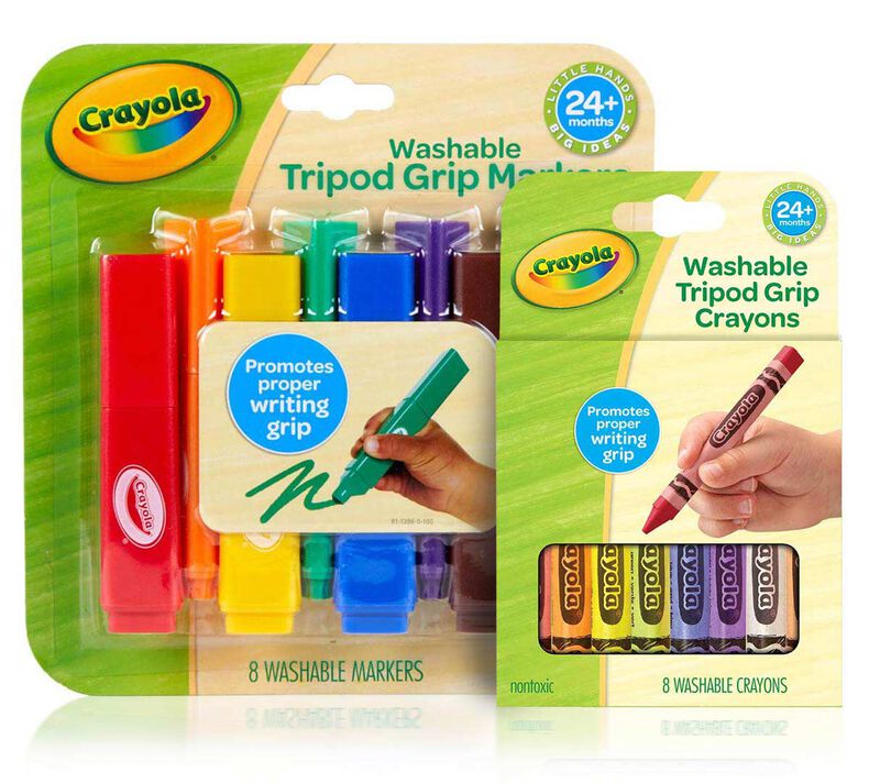 2-in-1 Triangular Crayon & Marker Toddler Coloring Set