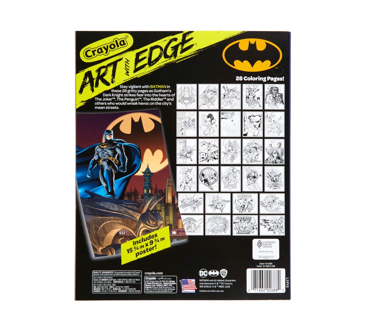 Crayola "Art with Edge" BATMAN Coloring Book for Kids & AdultsDC Comics 