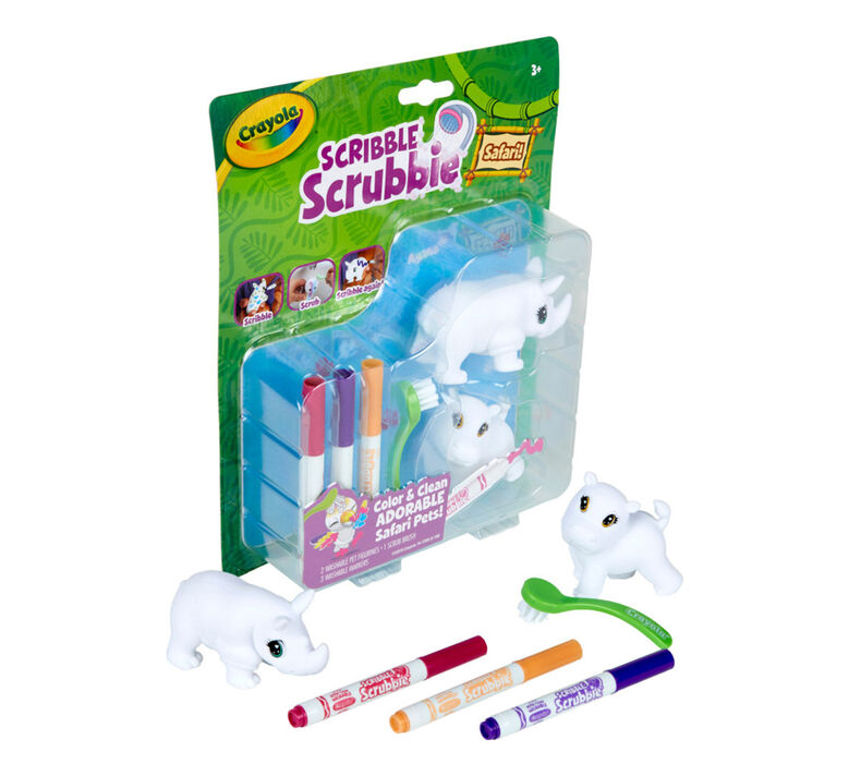 Scribble Scrubbie Safari Animals, Rhino & Hippo, 2 Count