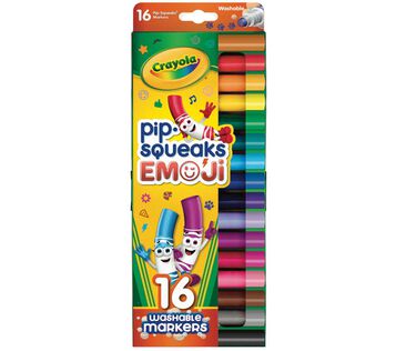Pip-Squeaks Washable Emoji Stampers, 16 count front view.