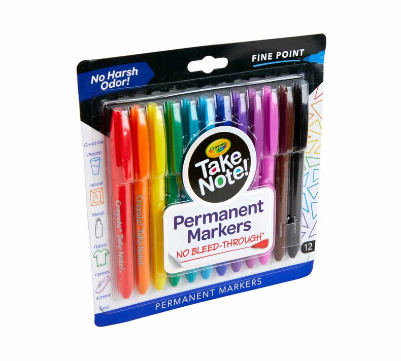 Fine Point Permanent Marker, Assorted, Set of 12