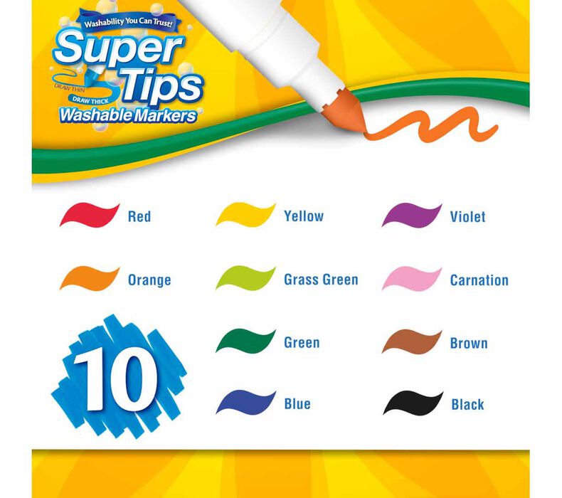 Crayola Super Tips Markers, Washable Markers, 10Count, Assorted