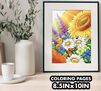 Wildflowers Coloring Book.  Framed coloring page on table. Coloring Pages 81/2x10 inches.