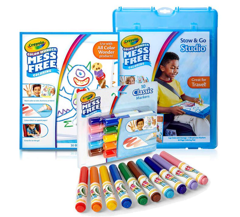 3-in-1 Color Wonder Mess Free Stow & Go Travel Kit with Markers Set