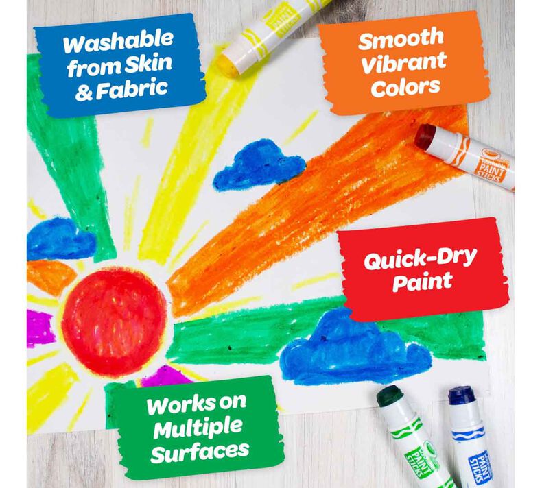 Crayola Quick Dry Paint Sticks - Set of 12, Assorted Colors