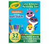 Baby Shark Color and Sticker Activity Set with Markers 32 page coloring book, 3 sticker sheets, and 5 markers.