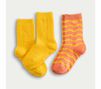 Crayola x kohl's kids 2-pack reverse terry eyelash wave socks, lemon chrome