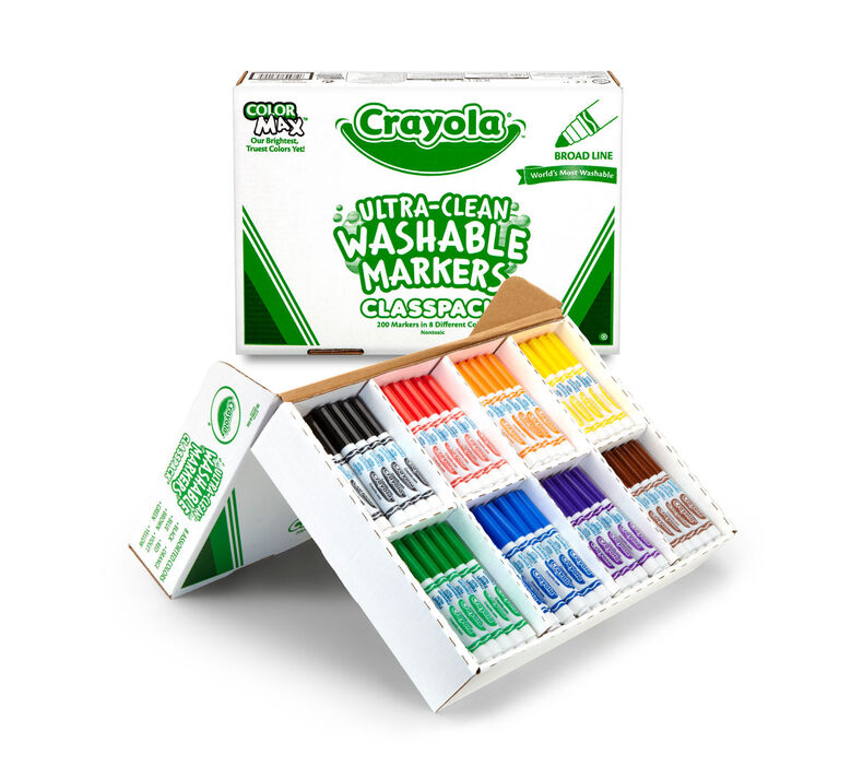 Washable Broad Line Markers Classpack, 200 Count, 8 Colors