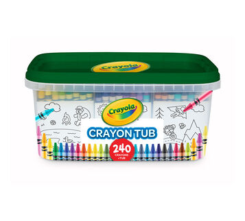 Crayons with Tub, 240 Crayons, 120 Colors Crayon tub, 240 crayons, 120 colors front view.
