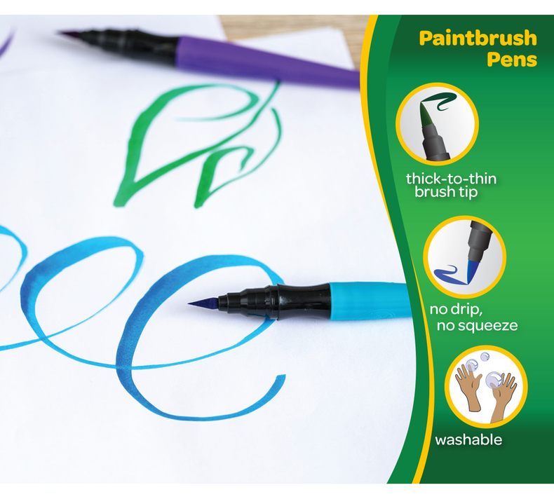 No Drip Paint Brush Pens, 40 Count, 8 Colors