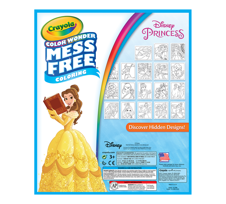 Featured image of post Crayola Mess Free Disney Princess Includes 5 color wonder markers that won t color on skin furniture or fabric