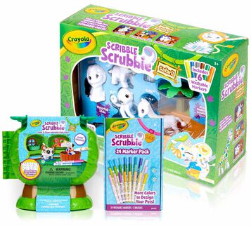 3-in-1 Scribble Scrubbie Pets Safari Treehouse & Safari Tub Playsets with Markers