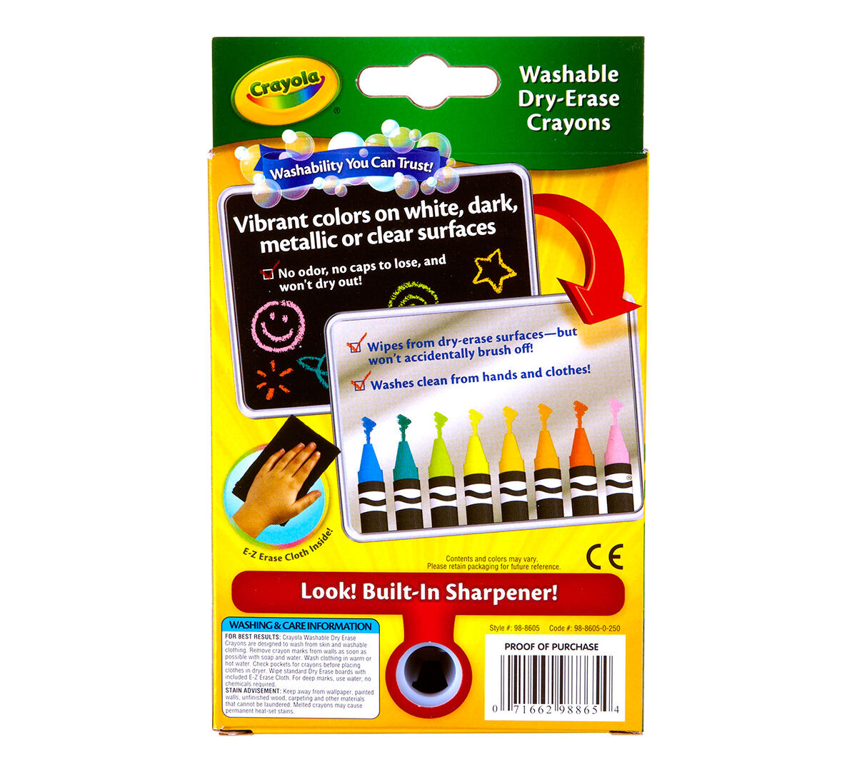 8Count Washable DryErase Crayons, Neon Crayola