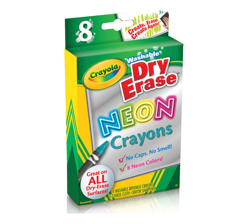 Neon Dry Erase Crayons, 8 Count