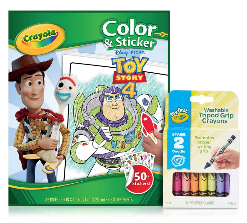 Toy Story 4 Color & Sticker Book with Triangle Crayons