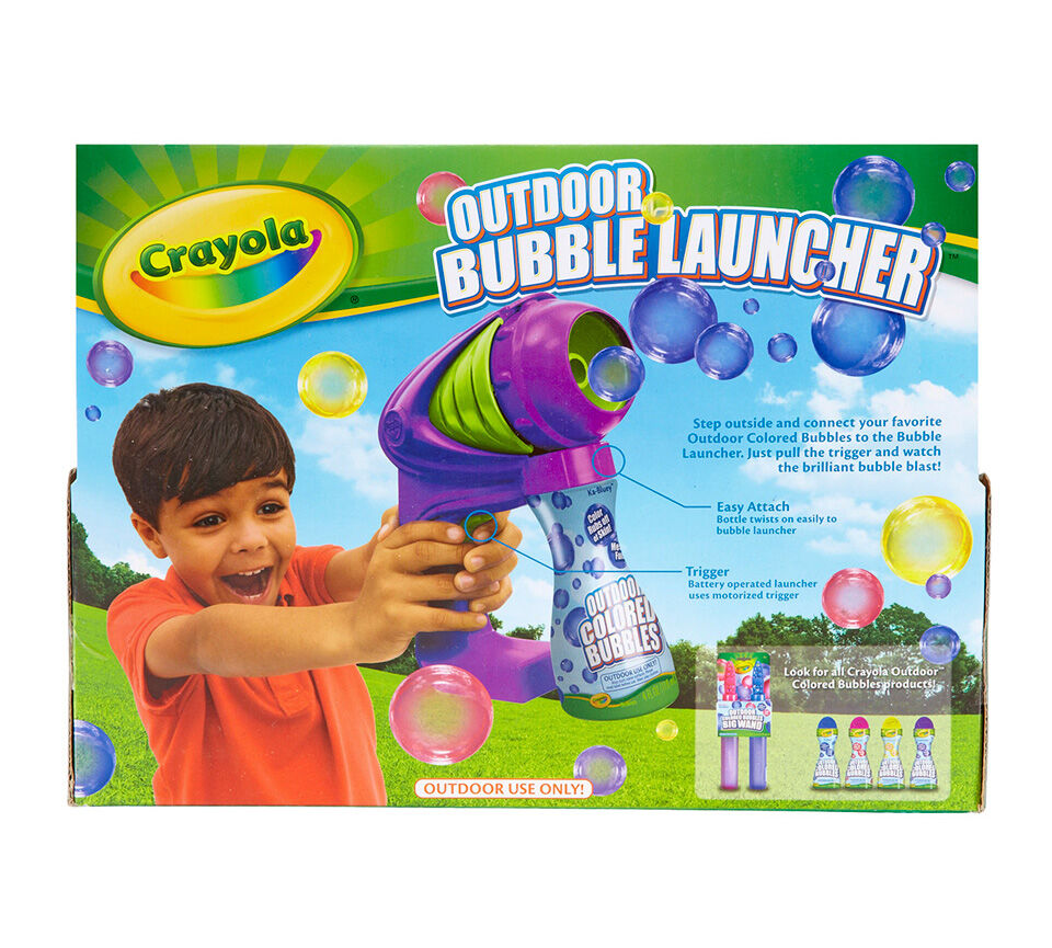 NEW Crayola Outdoor Colored Bubble Launcher ~Non Toxic~1 Launcher~2 Bubbles 