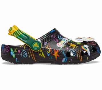 Crayola x Crocs Toddler Classic Clog, Black right side view.