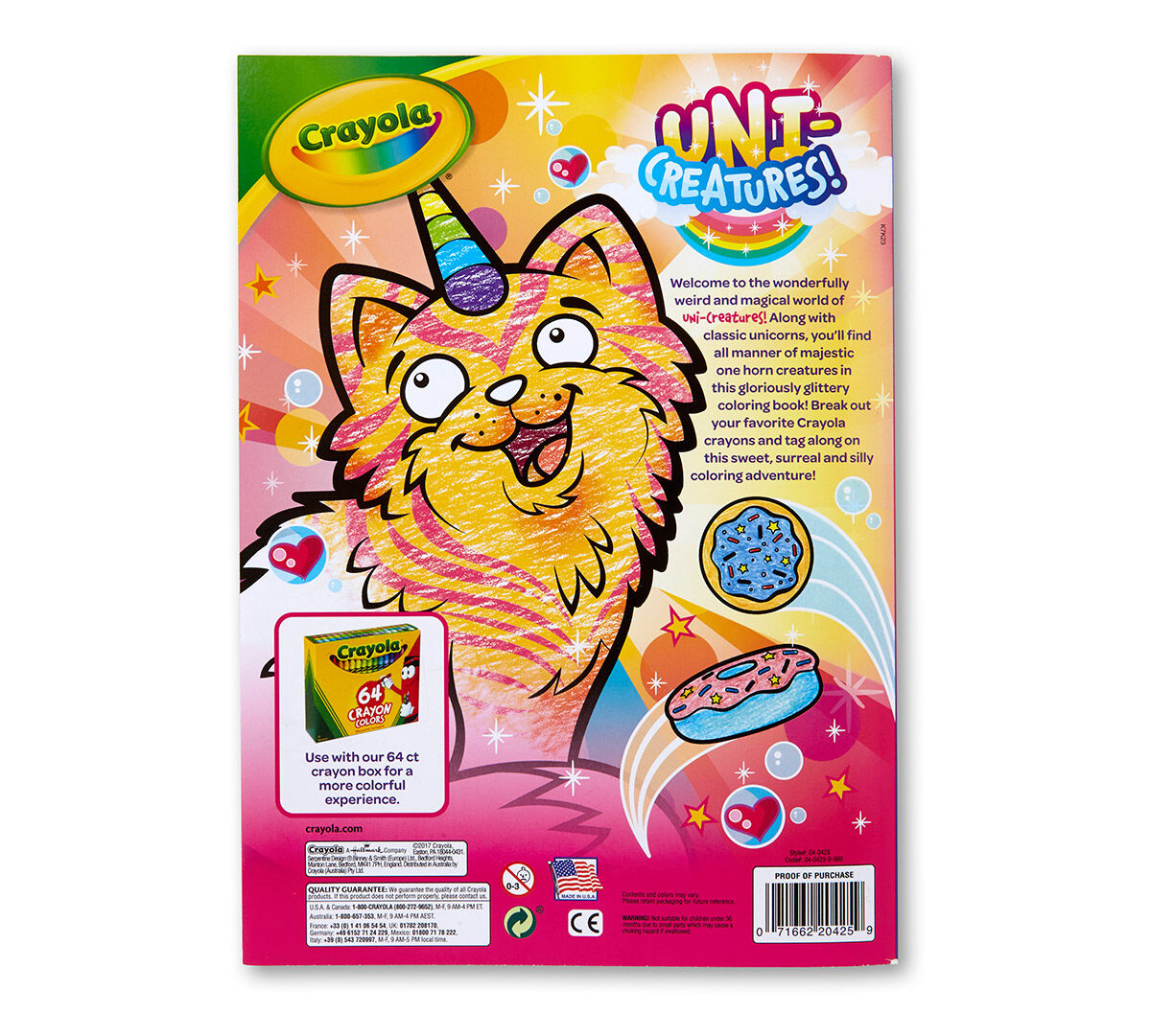 Uni Creatures Coloring Book Amp Sticker Sheet Crayola
