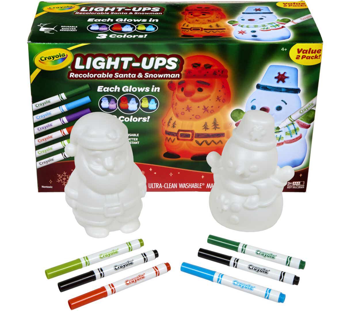 Light-Ups Santa and Snowman Bundle packaging and contents.