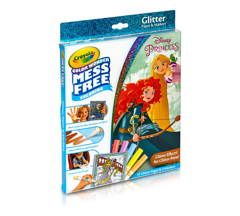 Color Wonder Mess Free Glitter Paper & Markers Box Set, Disney Princess
