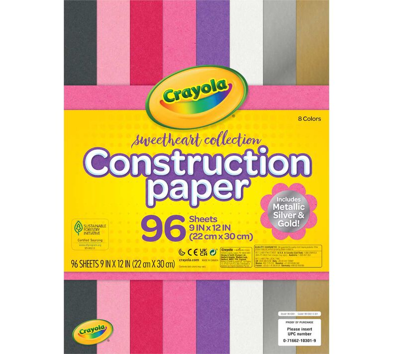 Crayola Construction Paper, Colored & Metallic Sheets, 9x12, 96 Count