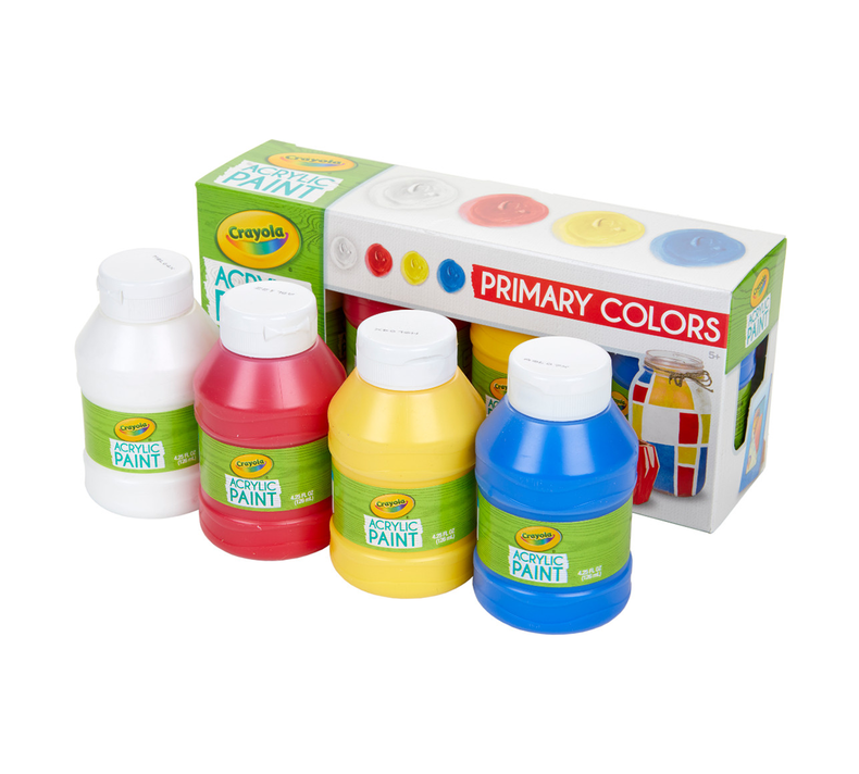 Multi-Surface Acrylic Paint, Primary Colors, 4 Count