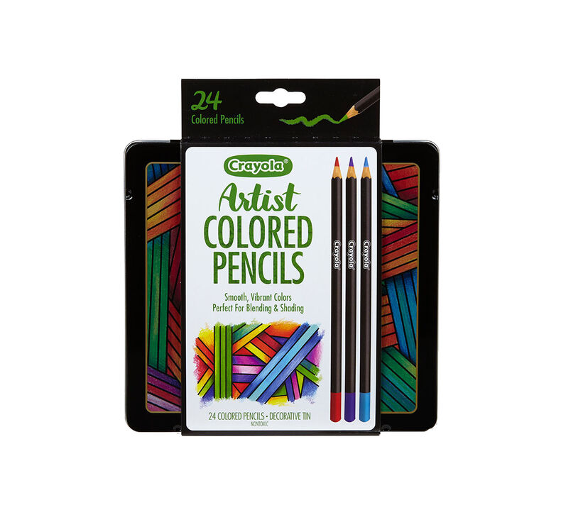 24 ct. Artist Colored Pencils w/Tin