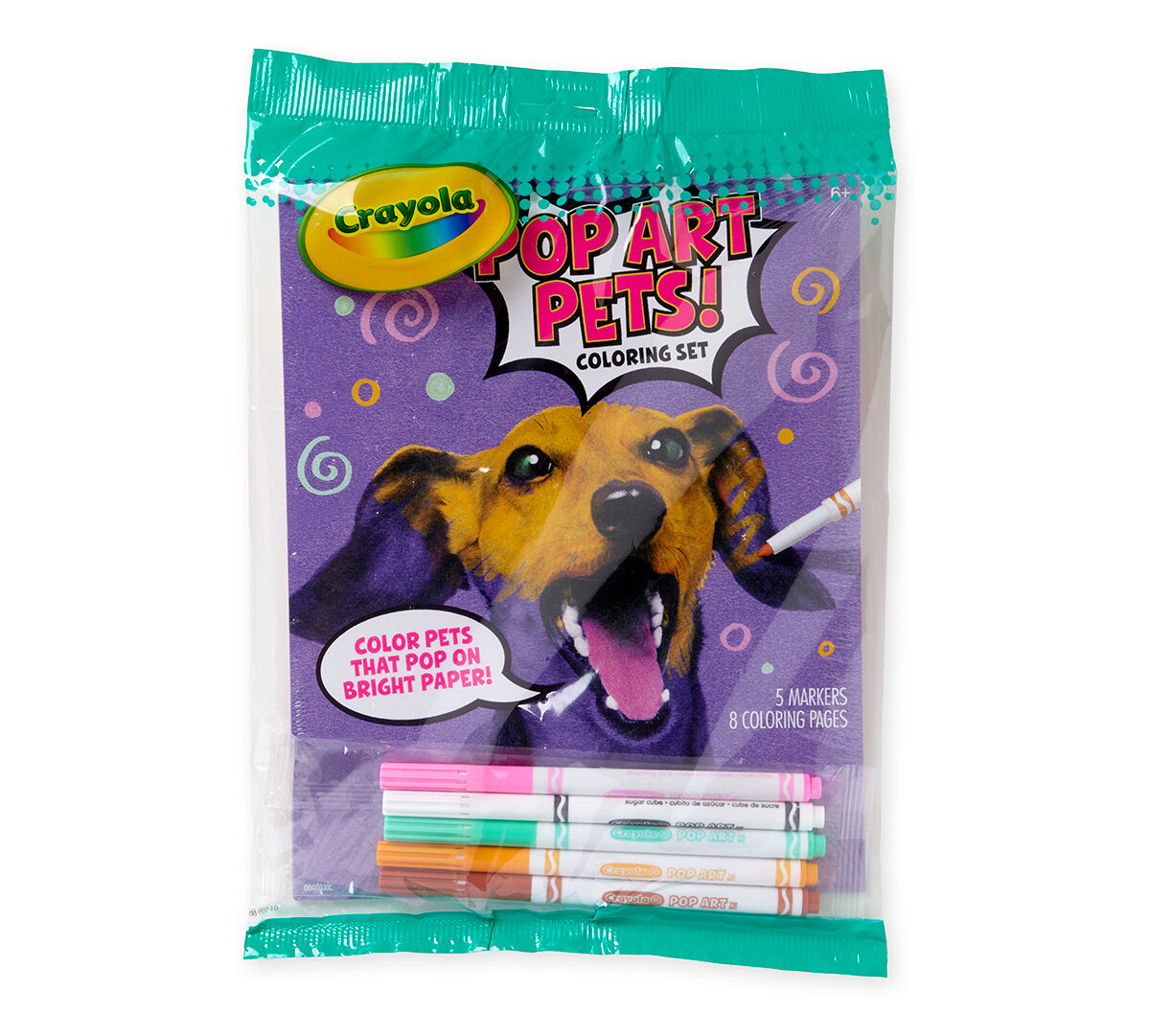 Crayola Pop Art Pets Coloring Set 5 Pop Art Markers 8 Double Sided Coloring Pages Create Bright Neon Art Crayola