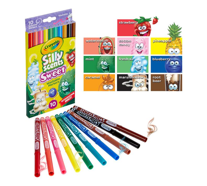 Silly Scents Fine Line Markers, Sweet Scents, 10 Count