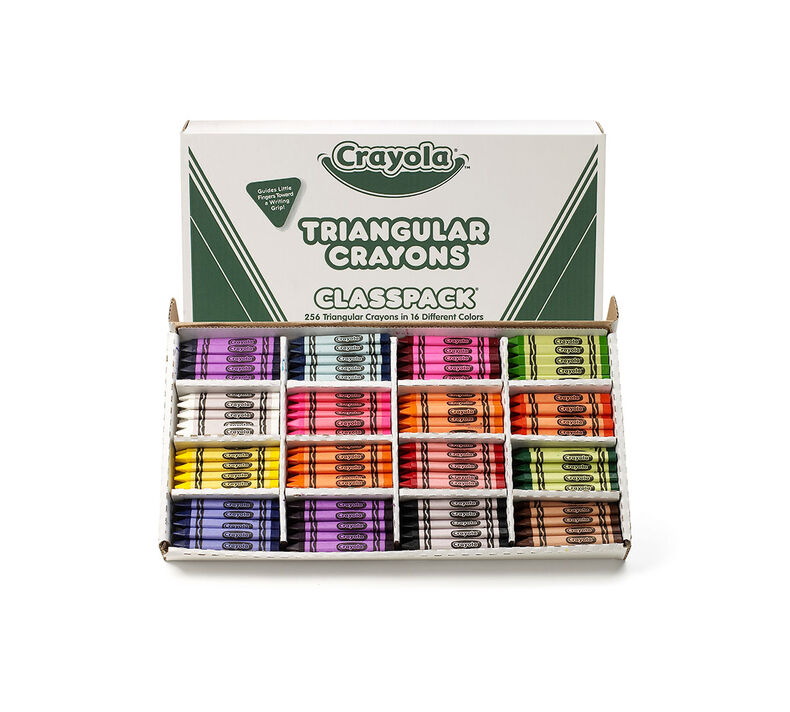 Triangular Crayons Classpack, 256 Count, 16 Colors