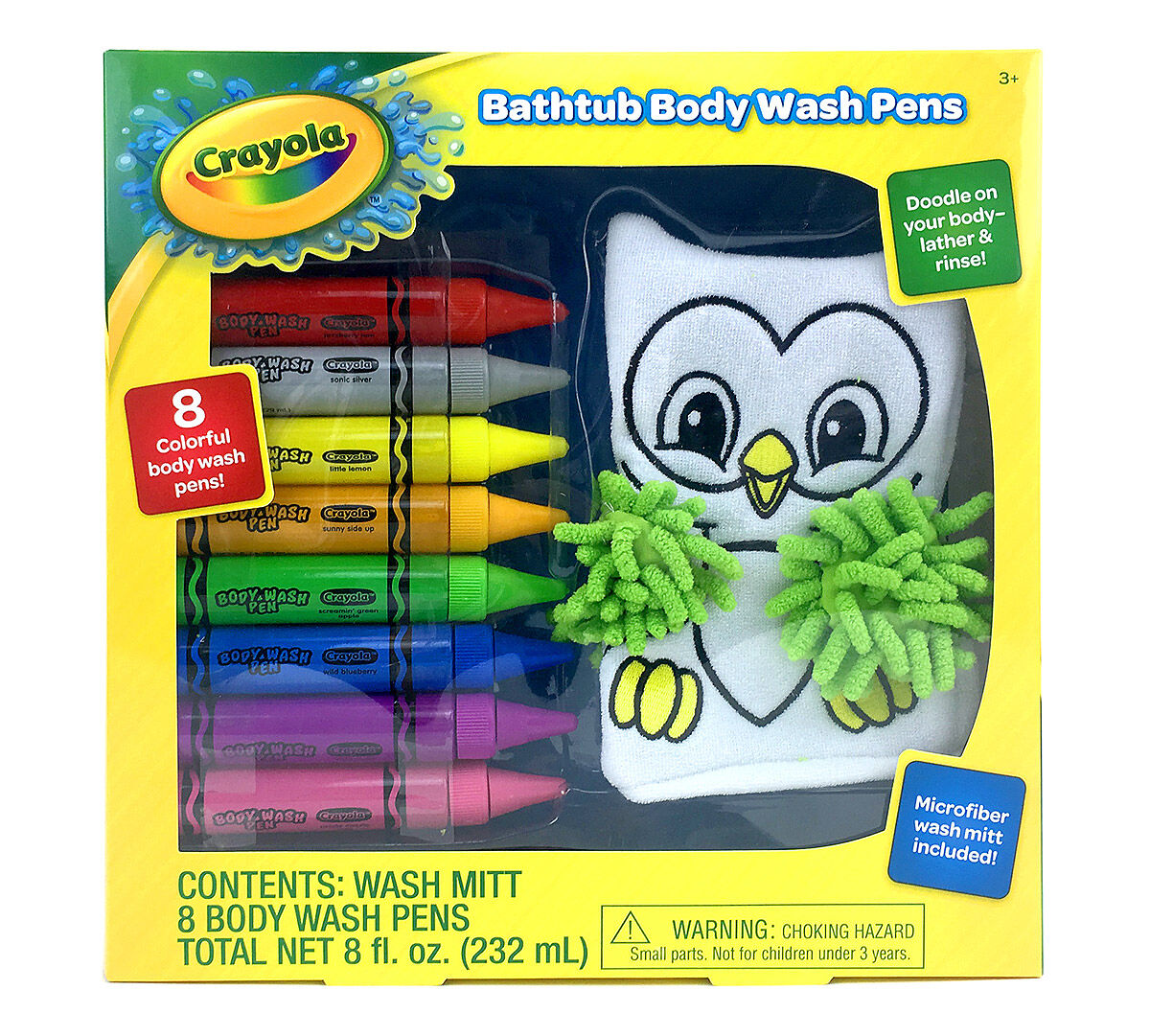 Bath Tub Body Wash Pens & Owl Bath Mitt Crayola