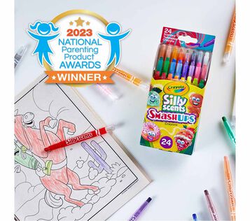 Silly Scents Smash Ups mini twistables scented crayons with award winner seal.
