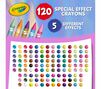 Special Effects Crayon Set, 120 count. 120 special effect crayons. 5 different effects. Color swatches.