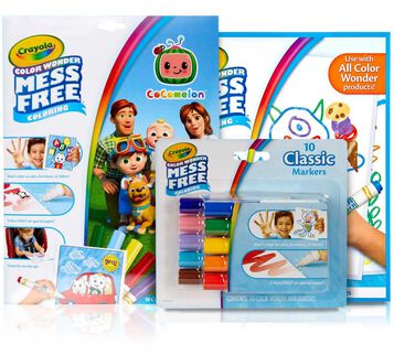Color Wonder Mess Free Cocomelon Coloring Book, Color Wonder Refill Paper, and Color Wonder Classic Mini Markers 10 count