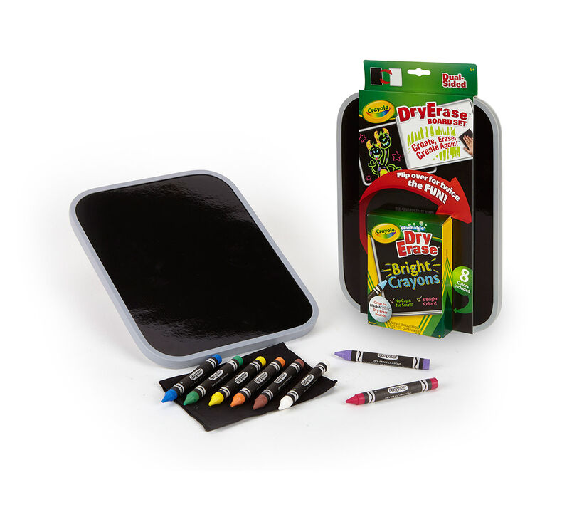 Dual-Sided Dry Erase Board Set with Bright Crayons