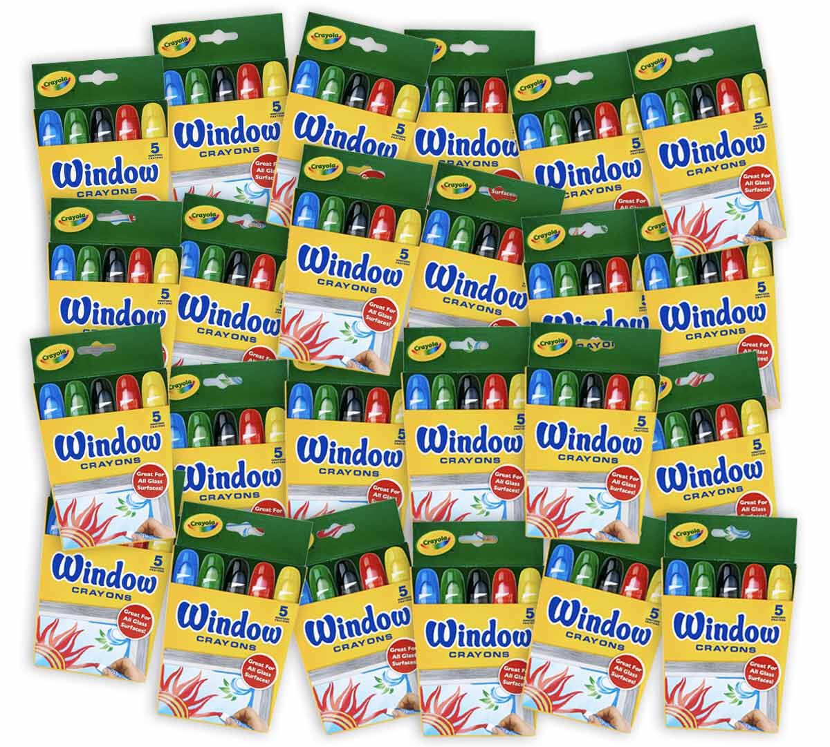 Window Crayons Bulk Case, 24 Individual 5 Count Boxes