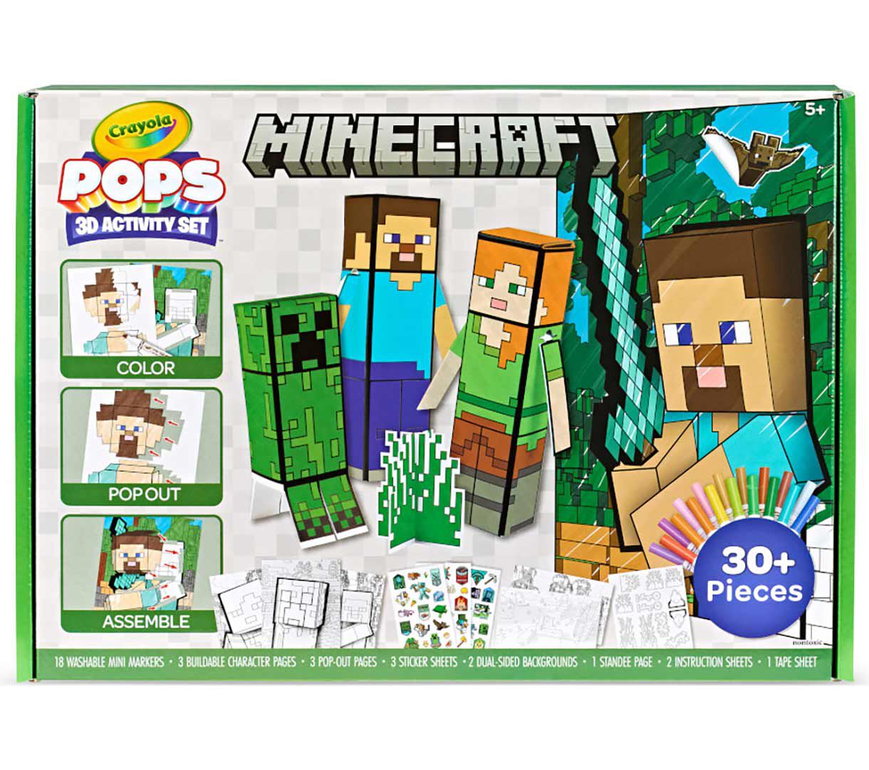 POPs 3D activity set, minecraft front view. 