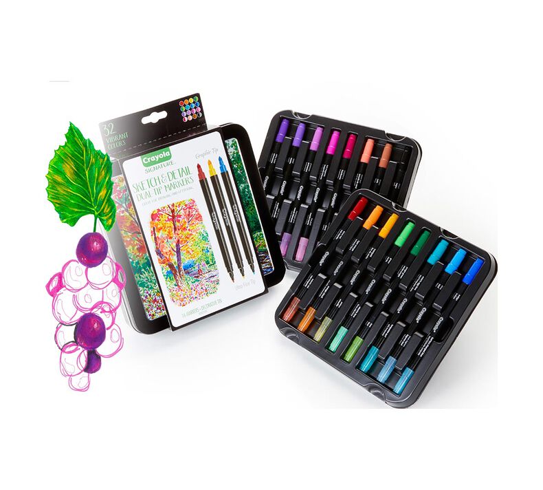 Concept 12 Pc Black Dual Tip Art Markers Set, Artist Coloring Markers For  Adult Coloring Books and Kids for Sketching, Drawing & Doodling 