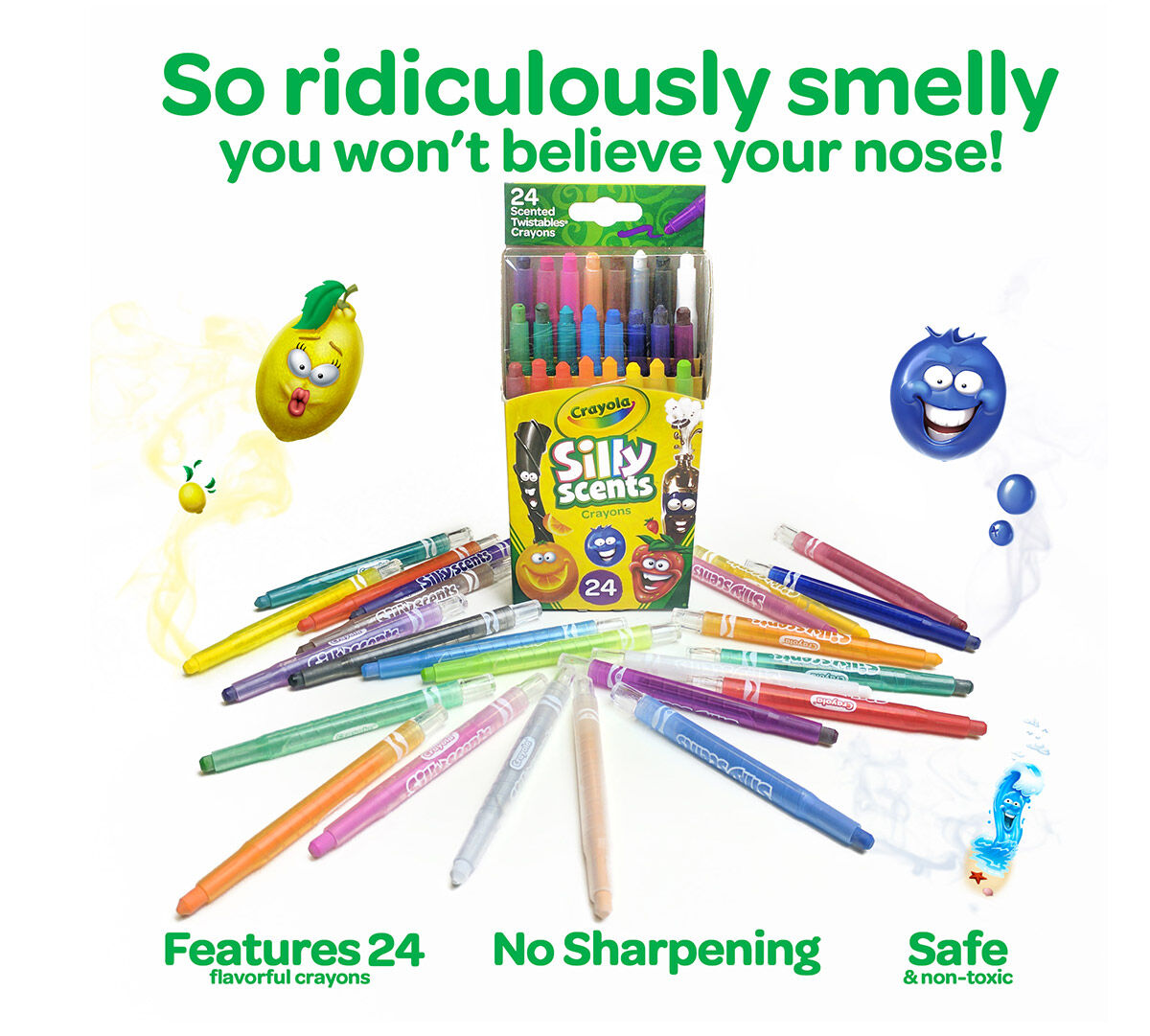 Download Crayola Silly Scents Crayons, 24 count, Scented Art Tools, Assorted Colors, Mini Twistables ...